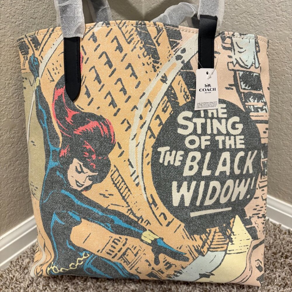Coach Marvel Tote With Black Widow Print - Picture 7 of 8